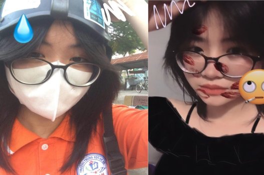 Em gái đeo kính có bản chất thật 